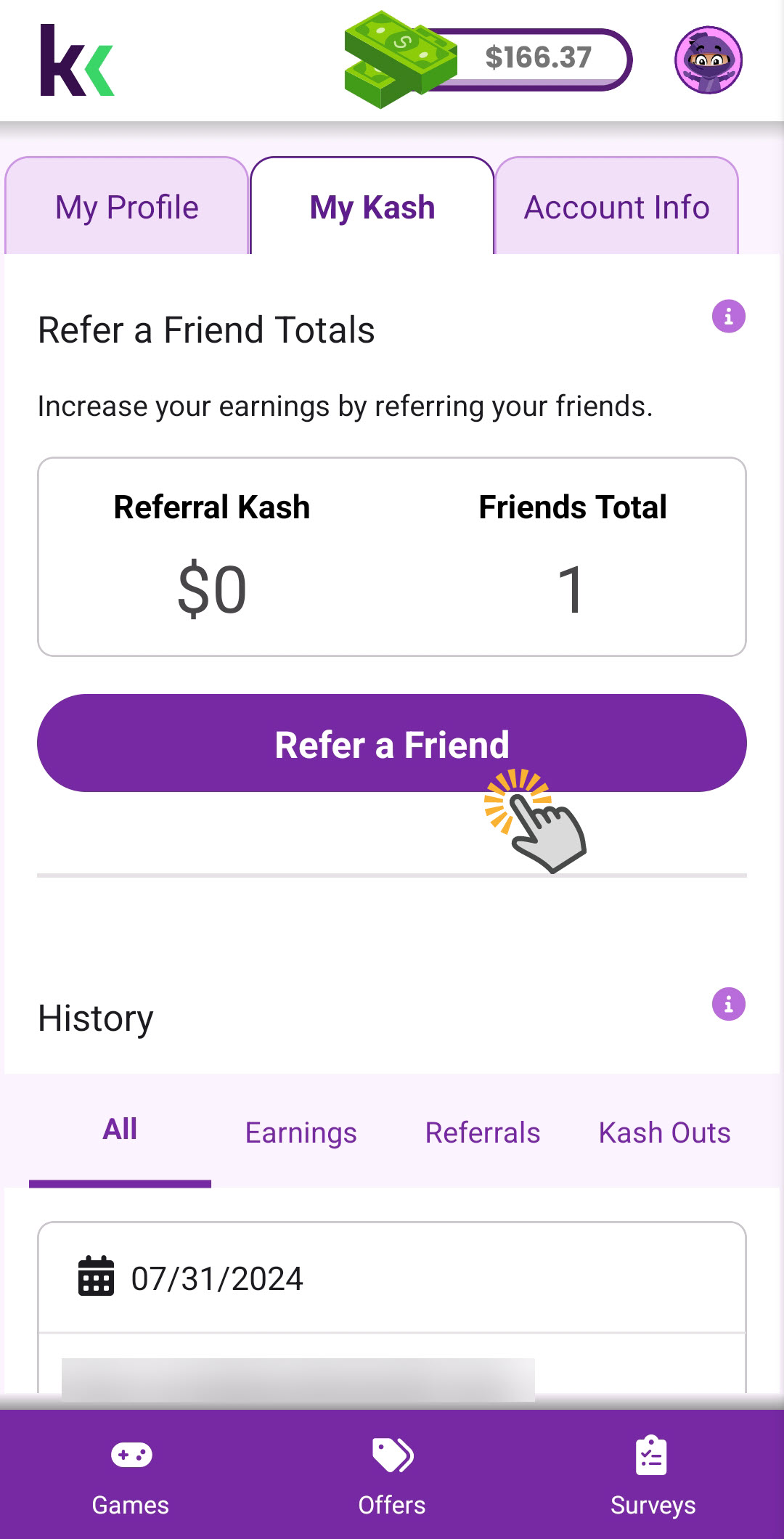 Tap Refer a Friend.