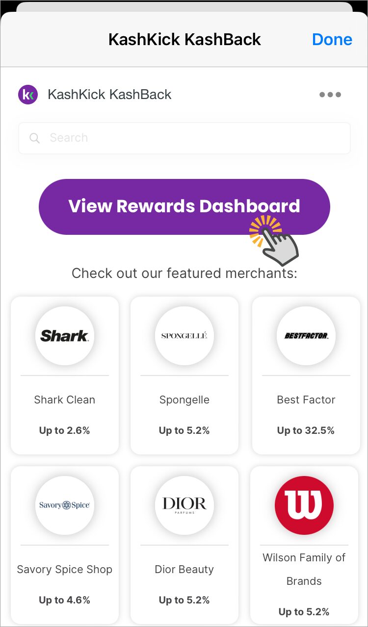 Tap View Rewards Dashboard.